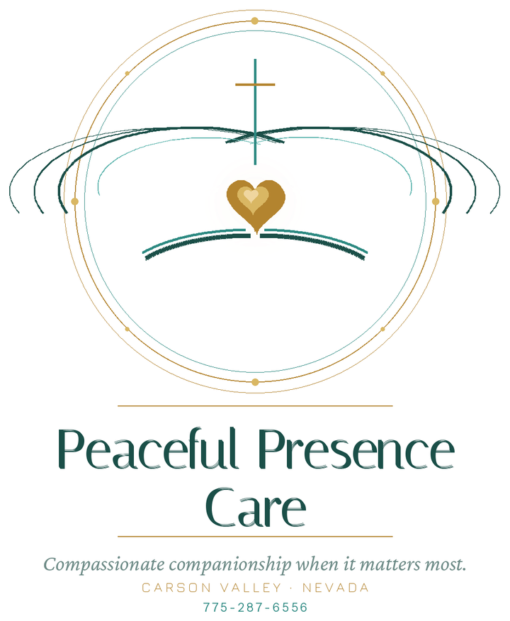 Peaceful Presence Care logo. Compassionate companionship when it matters most. Carson Valley, Nevada.